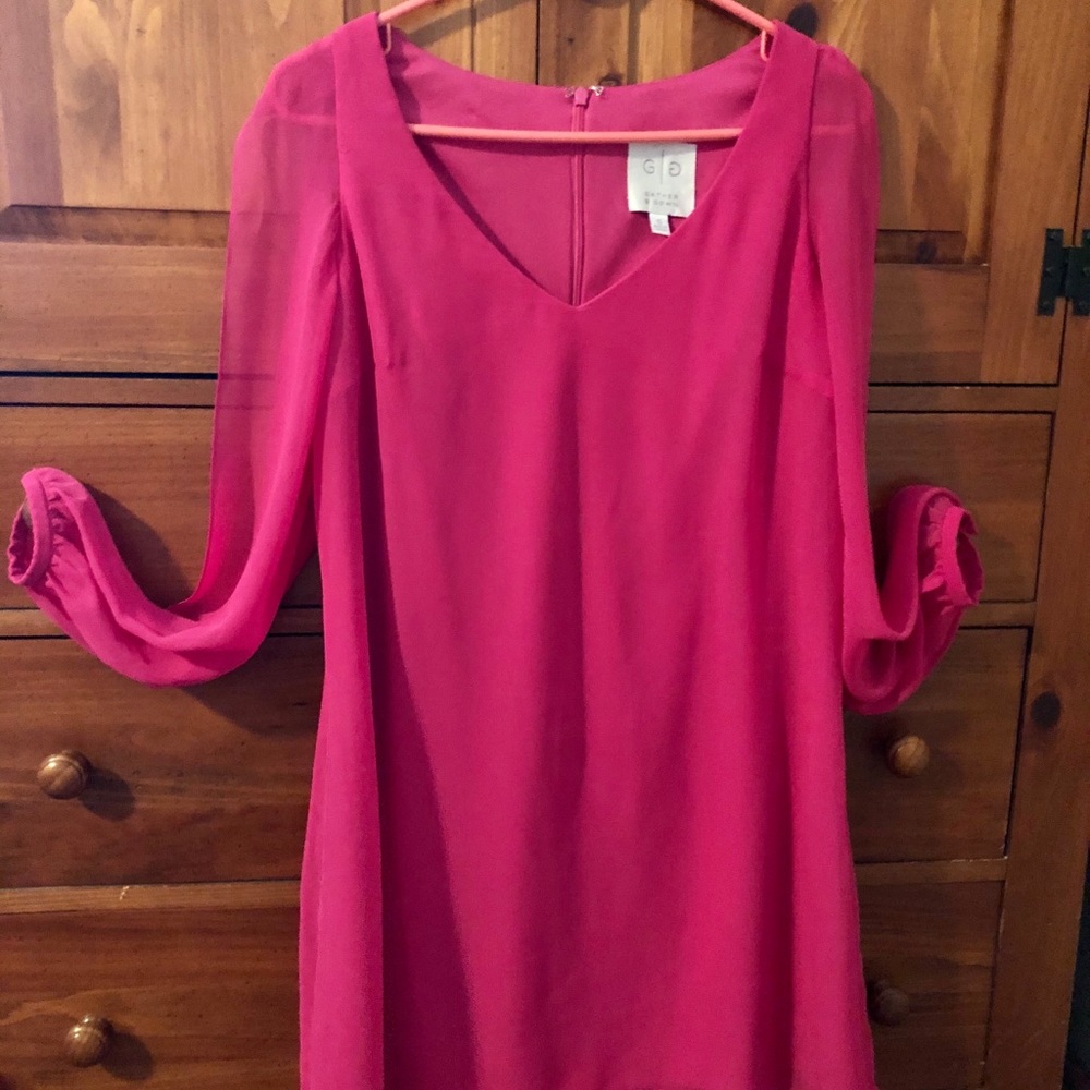 Beautiful Hot Pink Gather & Gown Mini Dress-sz 10